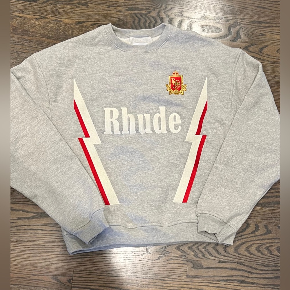 Rhude Logo Sweatshirt Grey brand new size Small Unisex NWOT